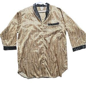 Vintage Barbizon Sleep Shirt Women's Plus Size 2X, Leopard Animal Print Y2K Glam